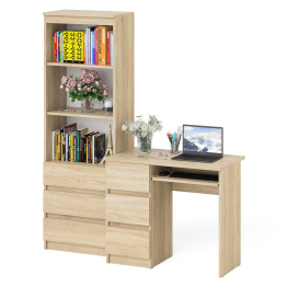 Стол компьютерный с тумбой с ящиками слева и стеллаж-комод МСТ600.3 Мори
