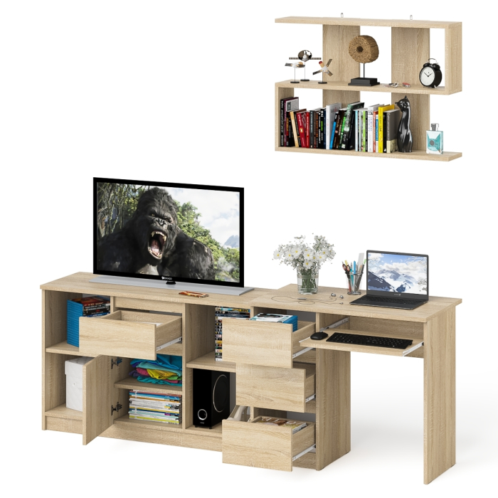 Прямые компьютерные столы, Тумба Мори МТВ1204.1 с компьютерным столом МС-6 левый и полкой 900