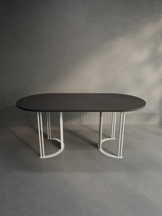 Обеденные столы, Стол овальный обеденный с белым металлическим подстольем VIOLUR 180