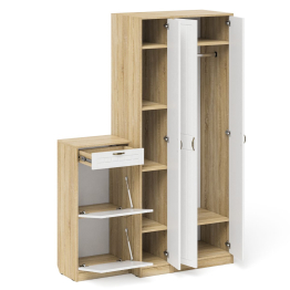 Тумба для обуви две секции в прихожую П-6-500 с пеналом и шкафом фрезеровка прованс