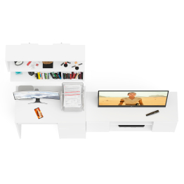 Однотумбовый компьютерный стол Мори МС-1 правый с тумбой МТВ1200.1 и открытой полкой на 900