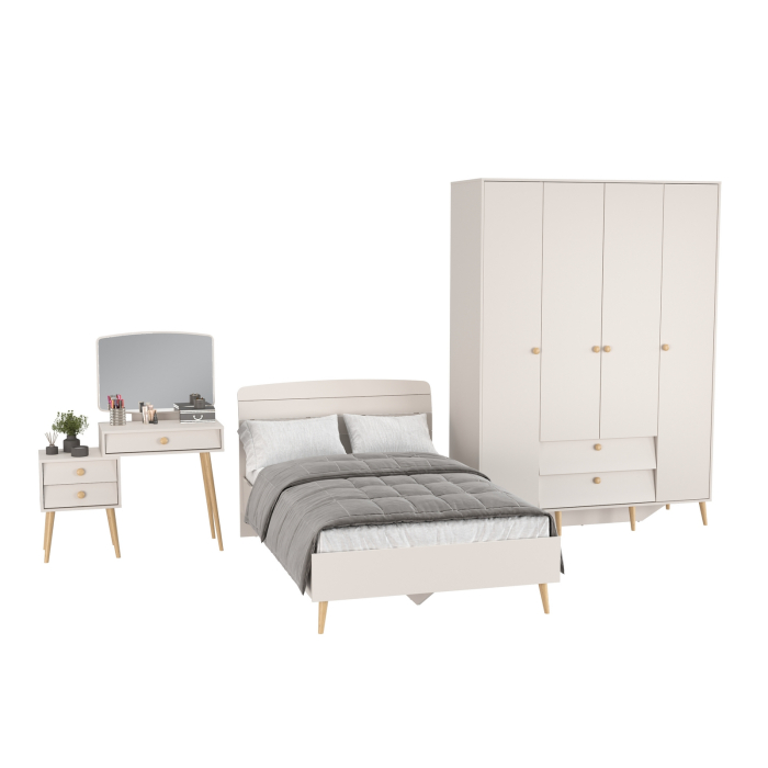 Спальные гарнитуры, Спальня Афина Сп10 - 4-х дверный шкаф-комод с кроватью 1200 и трюмо с зеркалом