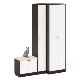 Шкаф с пеналом и обувницей с сиденьем П-6 № 25 МДФ фрезеровка прованс