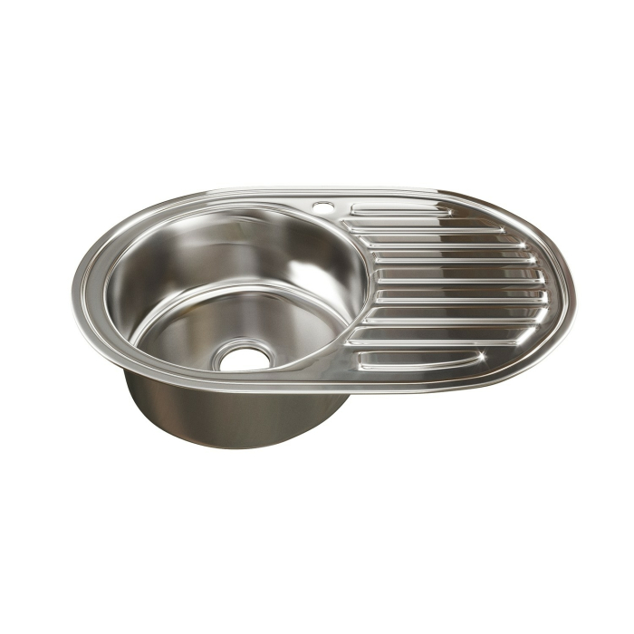 Кухонные мойки, Мойка овал 50х77 (0,8) лев, с сифоном ДЕКОР