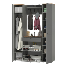 Два шкаф-пенала с полками и обувница с вешалкой для верхней одежды Остин