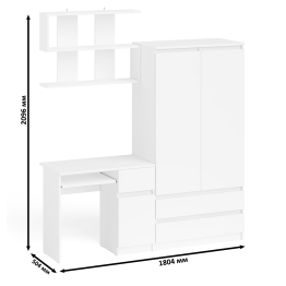 Стол компьютерный с ящиком МС-1 правый с навесной полкой и шкаф-комод МШ900.1 Мори