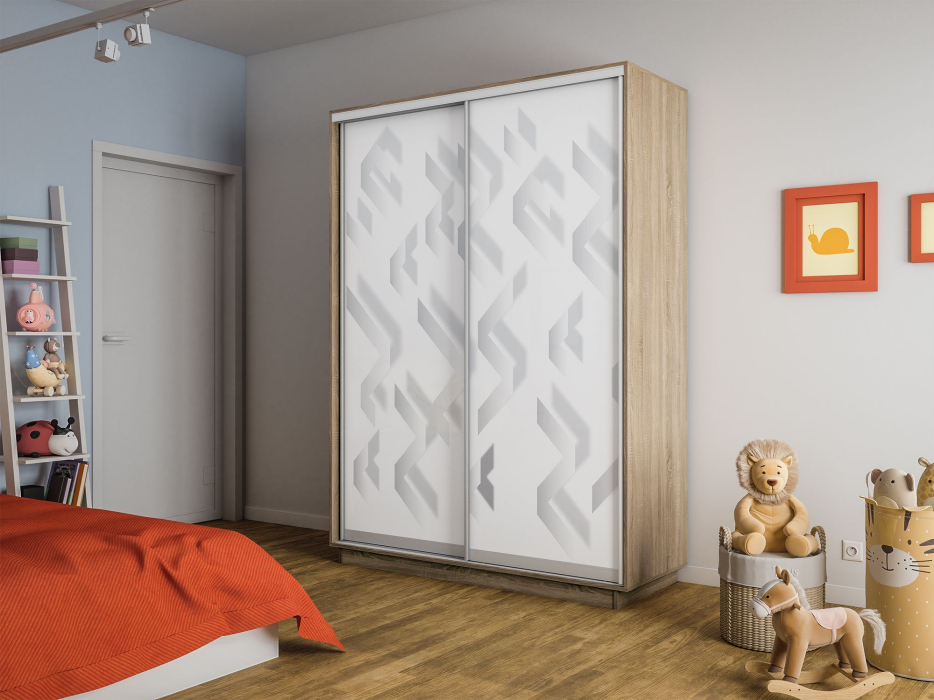 Шкафы-купе 2-х дверные, Шкаф-купе Экспресс 2-х дверный Фотопечать Ленты Стекла 160х60х240