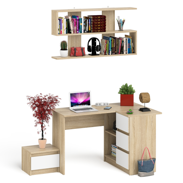 Угловые, Стол угловой компьютерный МС-16 Мори правый с полкой верхней на 1200 и тумбой ТМП400