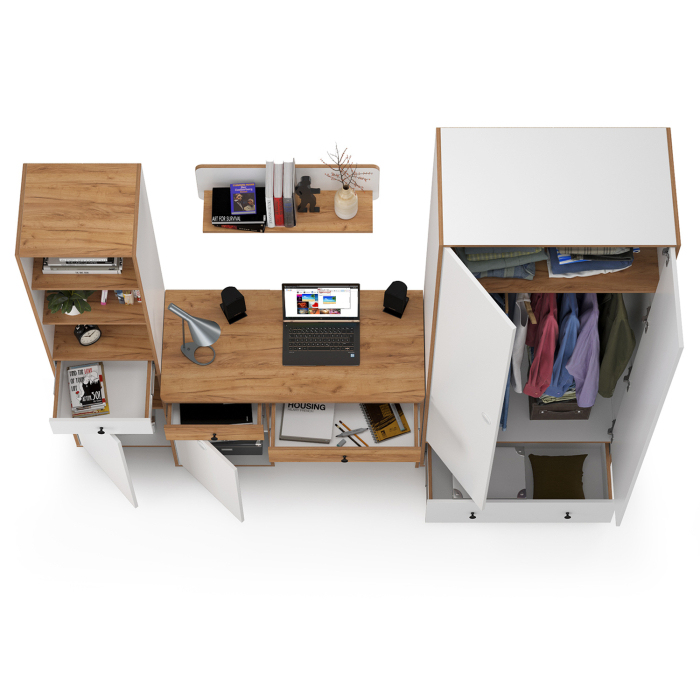 Офисная мебель, Молодёжная мебельная стенка Вуди № 22