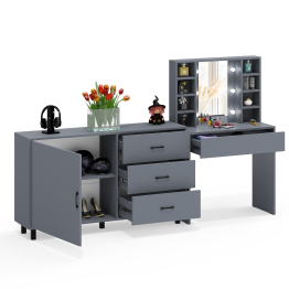 Столик туалетный с полочками и с подсветкой и комод 122-1504