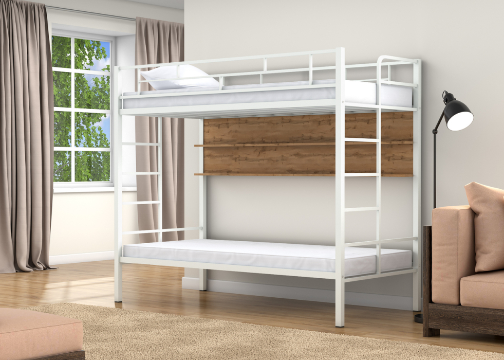 Для подростков, Двухъярусная кровать Валенсия Твист полка дуб ватан