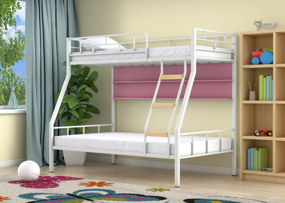 Для подростков, Двухъярусная кровать Радуга полка розовый