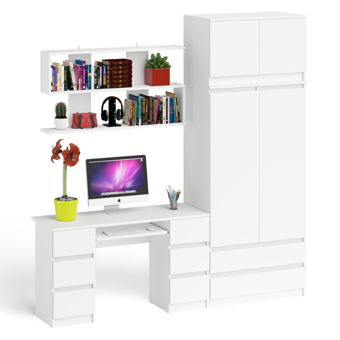 Домашние кабинеты, Шкаф-комод с антресолью Мори МШ900.1 со столом для работы и учёбы и книжной полкой
