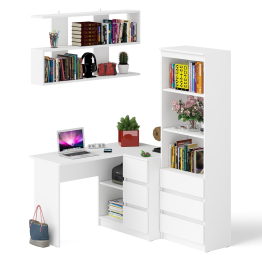 Рабочее место с угловым столом Мори МС-16 правым со стеллажом и полкой