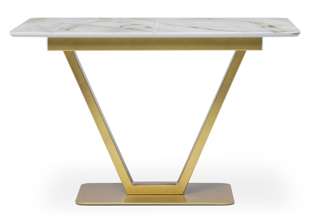 Обеденные столы, Стол стеклянный Бугун (белый / золото)