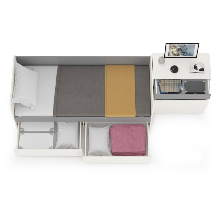 Для девочек, Молодёжная кровать с ящиками Торонто 11.39 с комодом