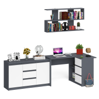 Домашние кабинеты, Стол компьютерный угловой МС-16 правый с навесной полкой и тумбой МК-1200.3 Мори