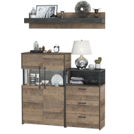 Стенки для гостиной, Комод с витриной и подсветкой и комод с ящиками Трувор