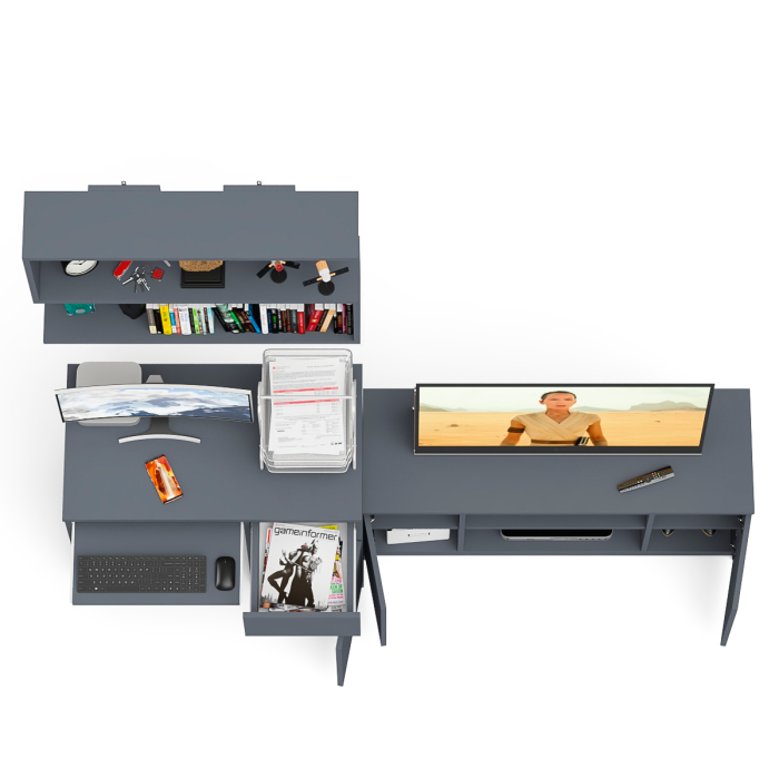 Прямые компьютерные столы, Однотумбовый компьютерный стол Мори МС-1 правый с тумбой МТВ1200.1 и открытой полкой на 900