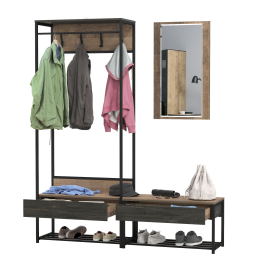 Прихожая 15.120 с зеркалом и тумбой для обуви с сиденьем Трувор