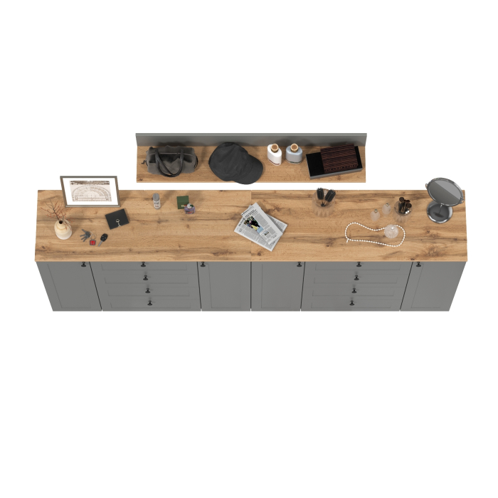 Прихожие, Остин открытая полка и два комода с дверками и ящиками