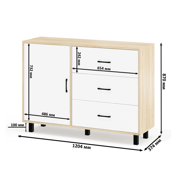 Туалетные столики, Стол туалетный для спальни с лампочками СТ-5 и тумба-комод 122-1204