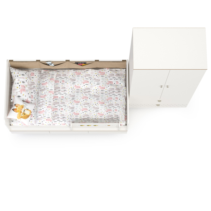 Детские комнаты, Детская кровать с ящиками и шкафом для детской одежды Эйп