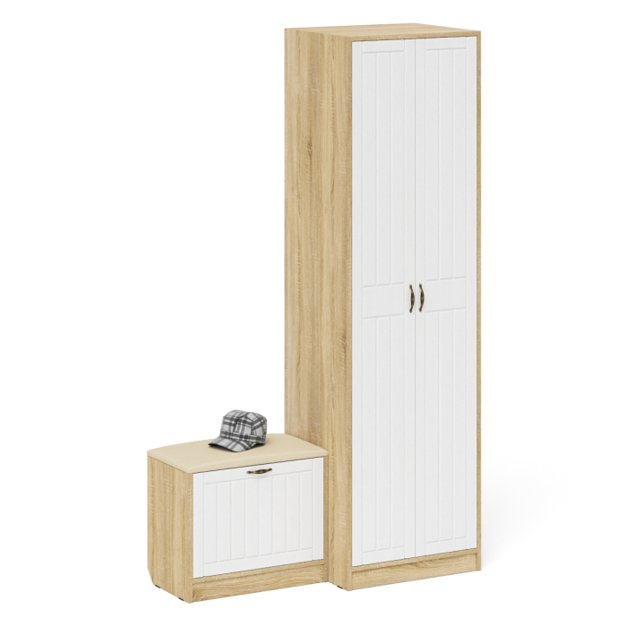 Прихожие, Шкаф для прихожей с обувницей с сиденьем П-6 № 10 МДФ фрезеровка прованс