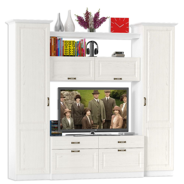 Стенки для гостиной, Ливерпуль Набор мебели 2, цвет ясень ваниль/белый