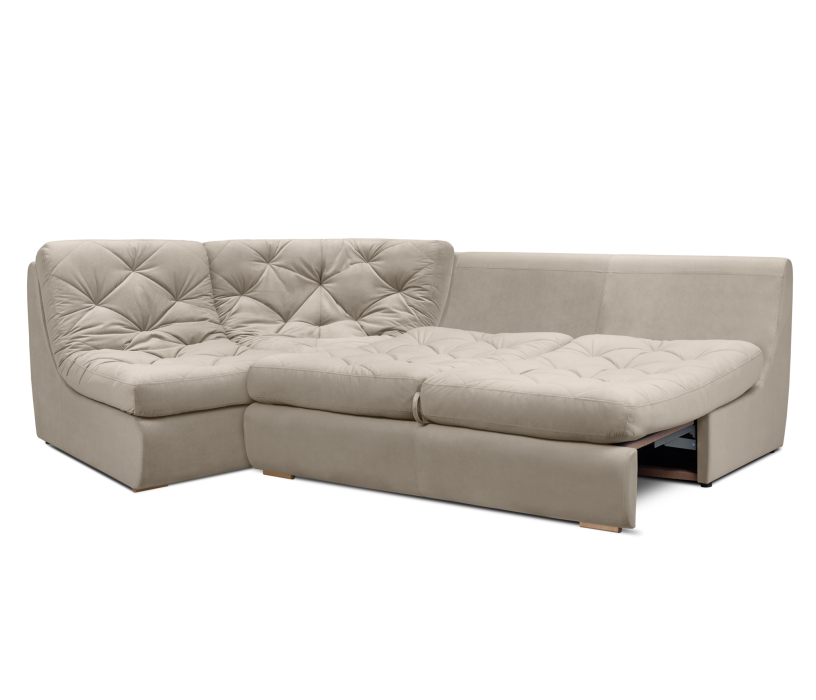 Диваны угловые в гостиную, Модульный угловой диван Борнео со спальным местом, велюр