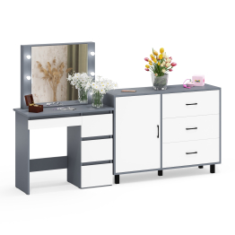 Комод-тумба 122-1204 и столик косметический с лампочками Сура