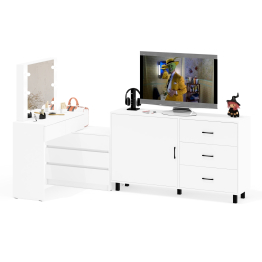 Стол-трансформер косметический с подсветкой 110 и комод-тумба три ящика 122-1504