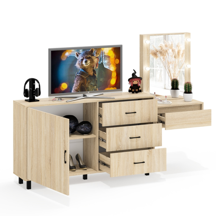 Туалетные столики, Стол косметический навесной с подсветкой и комод 122-1504