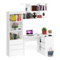 Домашние кабинеты, Рабочее место с угловым столом Мори МС-16 правым со стеллажом и полкой