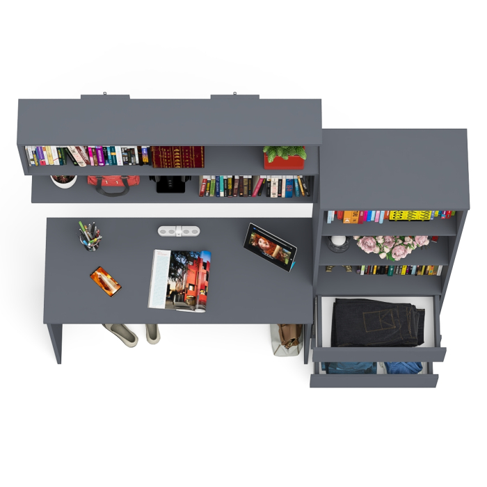 Прямые компьютерные столы, Стеллаж-комод Мори с письменным столом на 1200 и навесной полкой на 1200