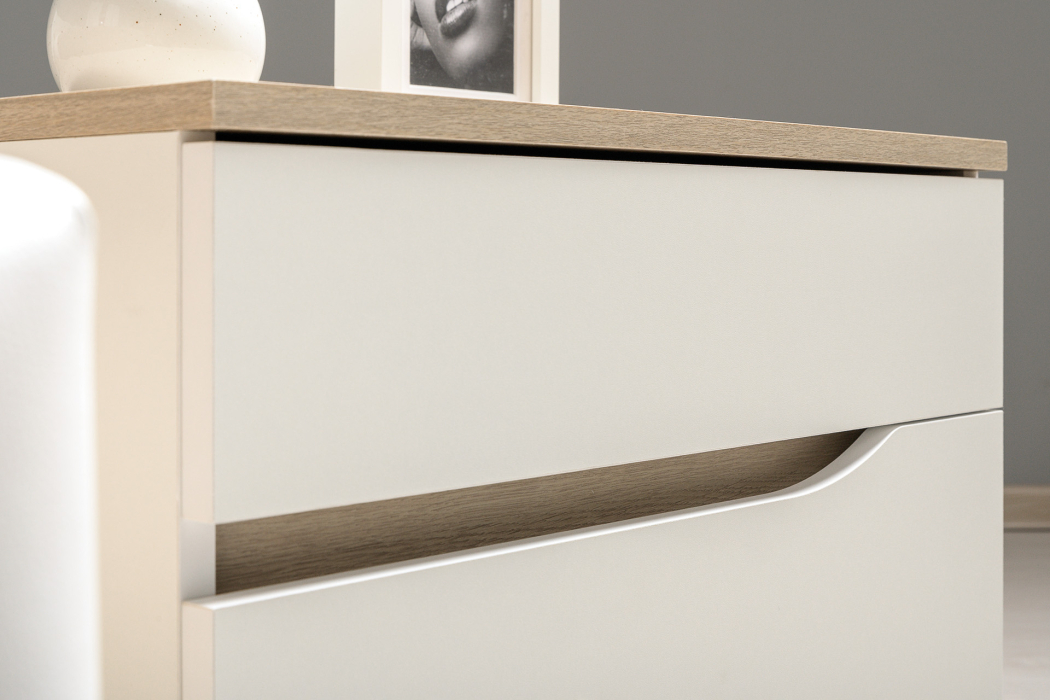 Спальные гарнитуры, Спальня Муссон № 4 белый/дуб эндгрейн элегантный/искусственная кожа белая, 1600х2000