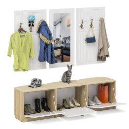 Набор мебели для прихожей из обувниц зеркала и вешалок П-6 № 03 МДФ фрезеровка прованс