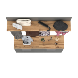 Две тумбы для обуви с ящиком и вешалкой с полкой Октава.