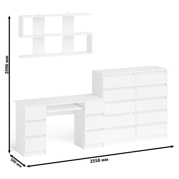 Домашние кабинеты, Комод Мори МК1200.10 со столом компьютерно-письменным и полкой сверху