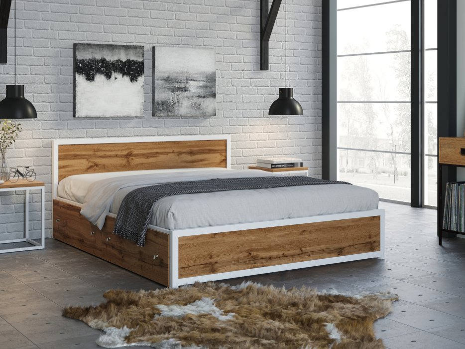 Кровати 160 см, Кровать Титан Лофт 160 белый
