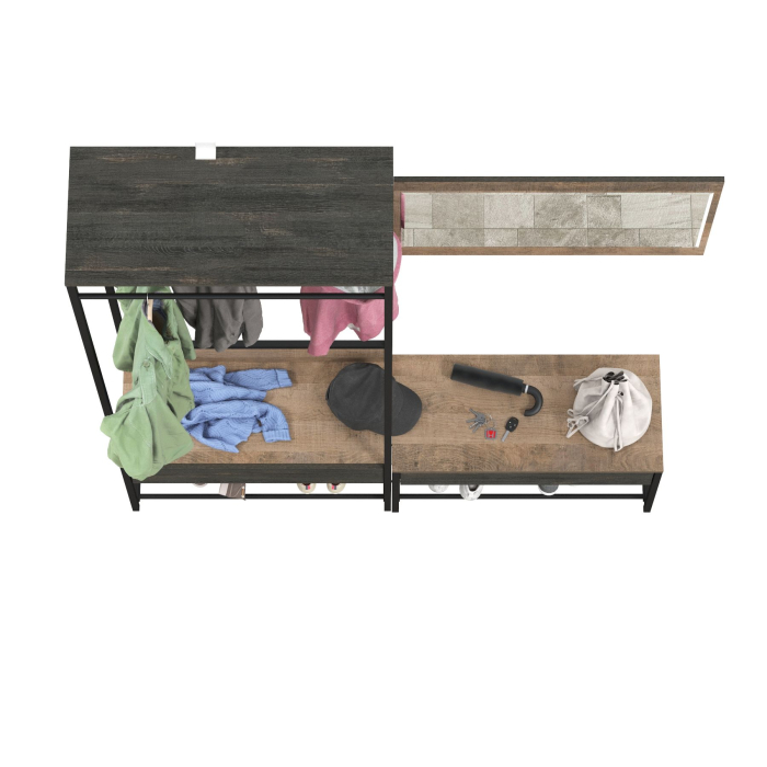 Прихожие, Прихожая 15.120 с зеркалом и тумбой для обуви с сиденьем Трувор