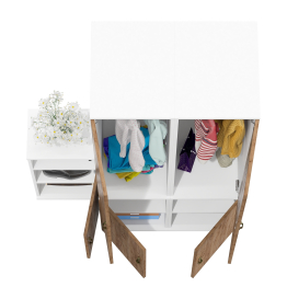 Два узких платяных шкафа для одежды Лидер-8 23Б и тумбочка с нишей 3.19