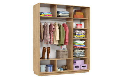 Шкаф-купе Премьер 24 (01ЗГ;01ЗГ;01ЗГ) фасады зеркало графит/трёхдверный/Профиль чёрный муар