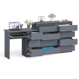 Комод Мори МК1200 8-мь ящиков со столом компьютерным МС-6 правым