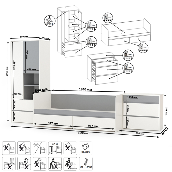 Для девочек, Молодёжная мебель Торонто № 21