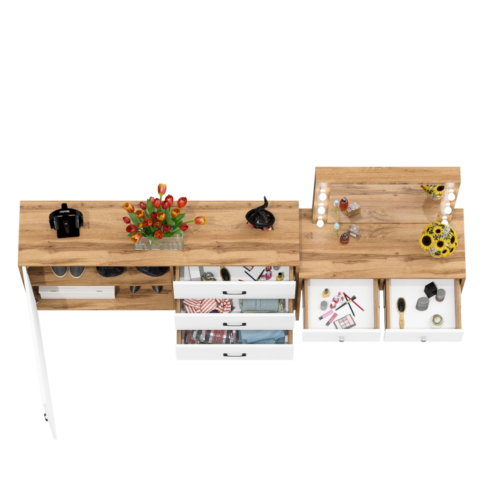 Туалетные столики, Косметический столик с лампочками СТ-5 и комод-тумба 122-1504