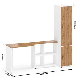 Глубокий пенал 23Б и стол компьютерный трансформер Лидер-8