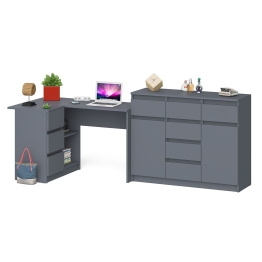 Тумба-комод Мори 1200 с угловым компьютерным столом МС-16 с тумбой слева Мори