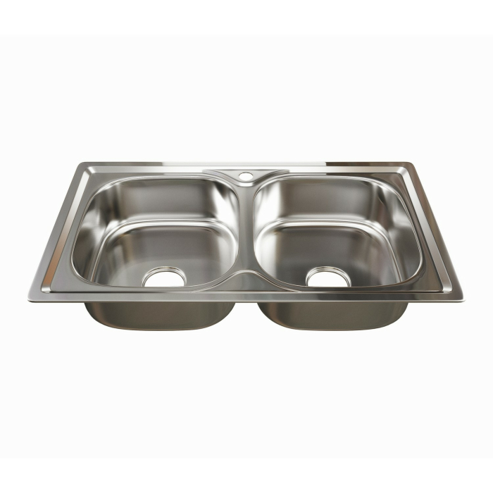 Кухонные мойки, Мойка врез 46х81 (0,8) 2-х чаш, с сифоном