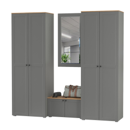 Тумба две дверки с навесным зеркалом и два шкафа Остин